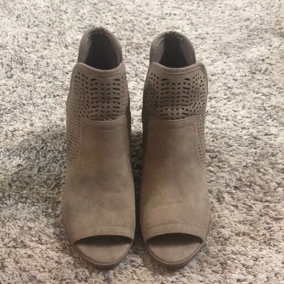 Soda Shoes | Taupe Peep Toe Booties 